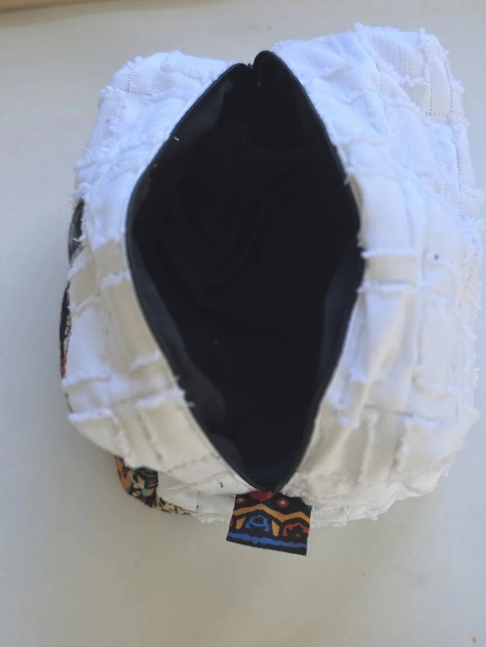 African Print White and Multicolor Spa Headwrap & Makeup Brush Holder Set